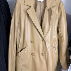 Topshop Camel Double-Breasted Blazer